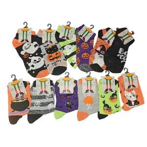 12-Pack Halloween Themed Women's Socks - Cute & Spooky Designs